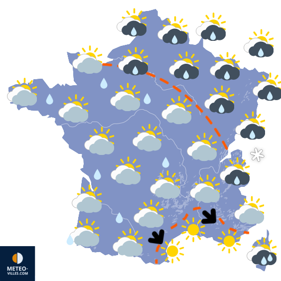 Carte de prévisions du temps du Lundi 21 avril 2025