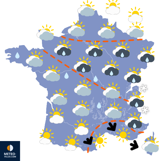 Carte de prévisions du temps du Lundi 21 avril 2025
