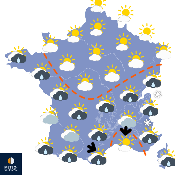 Carte de prévisions du temps du Lundi 21 avril 2025