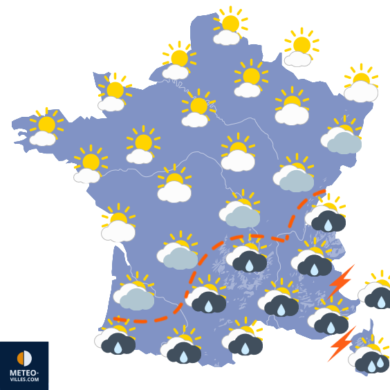 Carte de prévisions du temps du Lundi 21 avril 2025