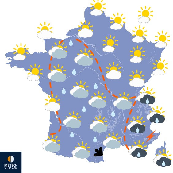 Carte de prévisions du temps du Dimanche 27 avril 2025