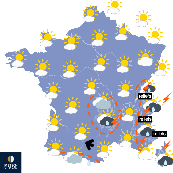Carte de prévisions du temps du Lundi 28 avril 2025