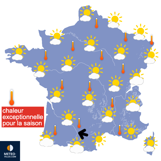 Carte de prévisions du temps du Dimanche 27 avril 2025