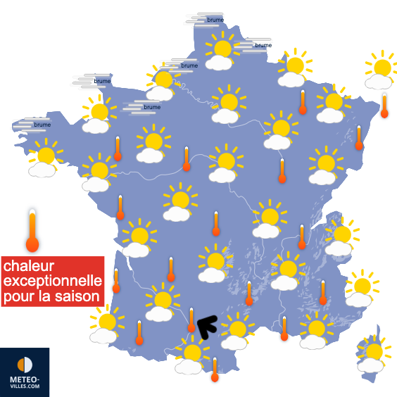 Carte de prévisions du temps du Dimanche 27 avril 2025