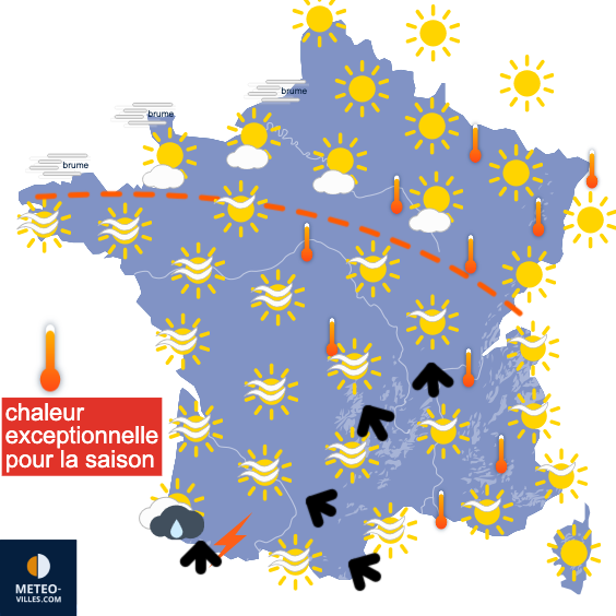 Carte de prévisions du temps du Wednesday, April 30, 2025