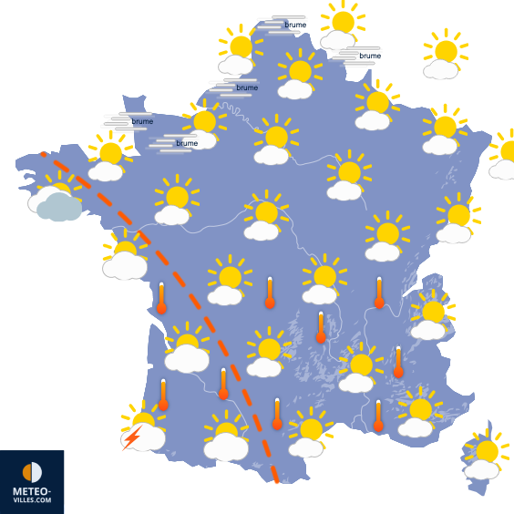 Carte de prévisions du temps du Dimanche 27 avril 2025
