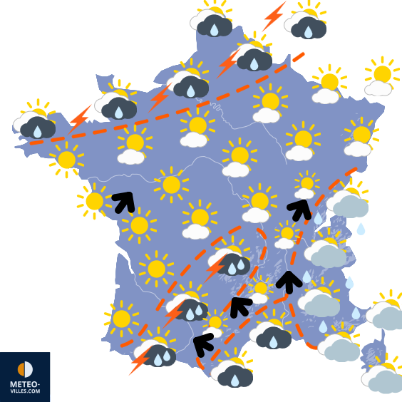 Carte de prévisions du temps du Thursday, May 1, 2025