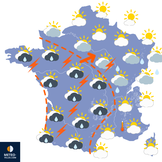 Carte de prévisions du temps du Dimanche 4 mai 2025