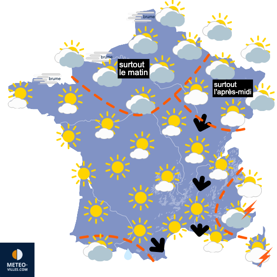 Carte de prévisions du temps du Vendredi 16 mai 2025