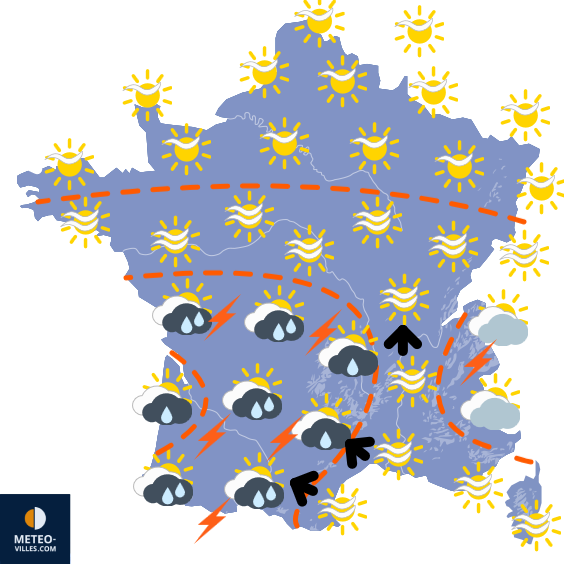 Carte de prévisions du temps du Dimanche 18 mai 2025