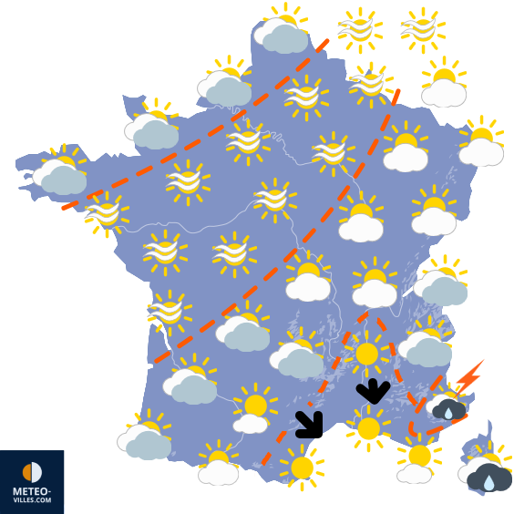 Carte de prévisions du temps du Samedi 24 mai 2025