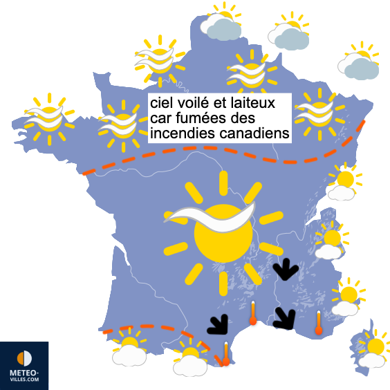Carte de prévisions du temps du Dimanche 8 juin 2025