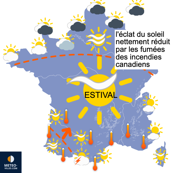 Carte de prévisions du temps du Lundi 9 juin 2025