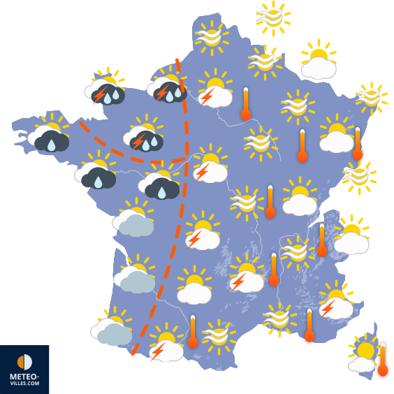 Carte de prévisions du temps du Dimanche 8 juin 2025