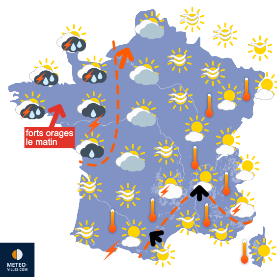 Carte de prévisions du temps du Jeudi 12 juin 2025