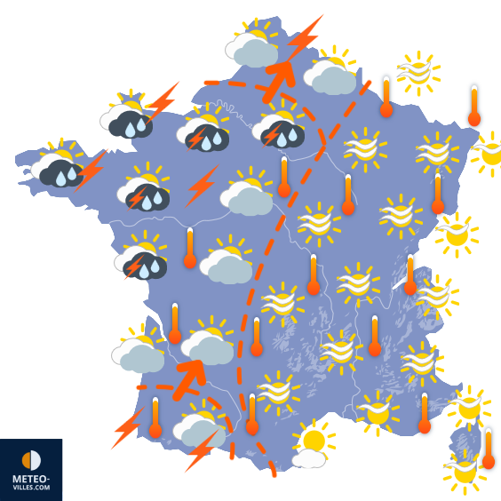 Carte de prévisions du temps du Jeudi 12 juin 2025