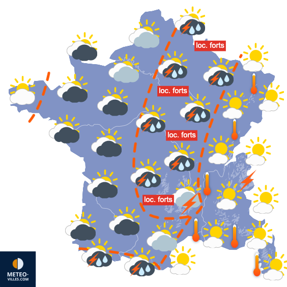 Carte de prévisions du temps du Jeudi 12 juin 2025