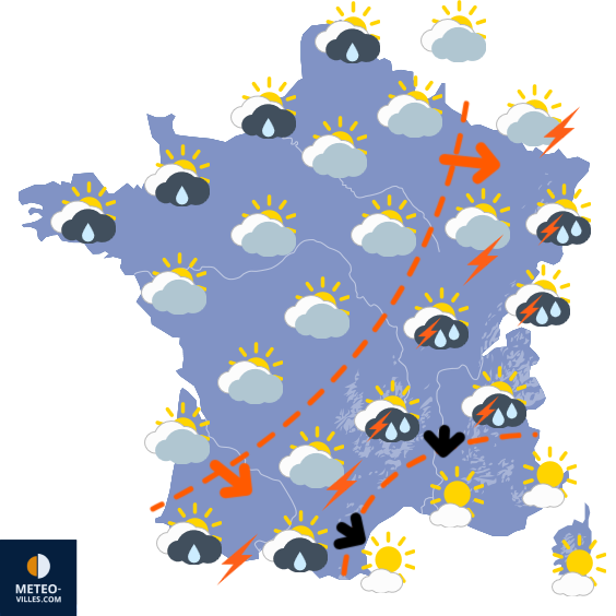 Carte de prévisions du temps du Dimanche 8 juin 2025