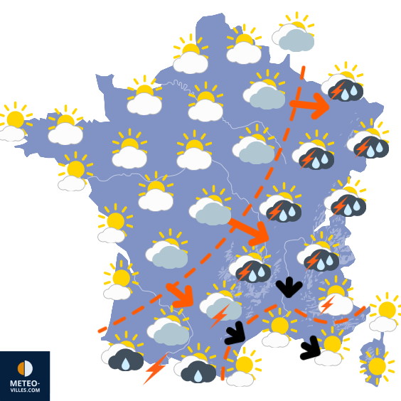 Carte de prévisions du temps du Jeudi 12 juin 2025