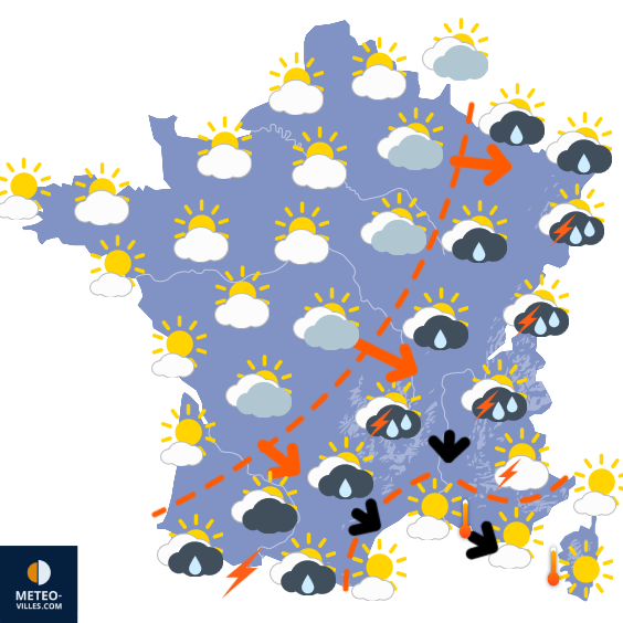 Carte de prévisions du temps du Dimanche 15 juin 2025