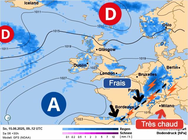 Carte de prévisions d'europe du Sunday, June 15, 2025
