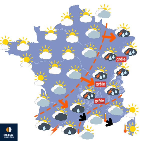 Carte de prévisions du temps du Samedi 14 juin 2025