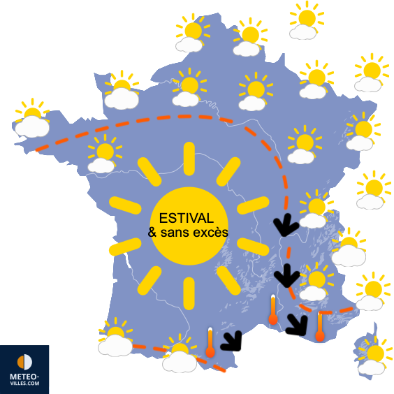 Carte de prévisions du temps du Dimanche 15 juin 2025