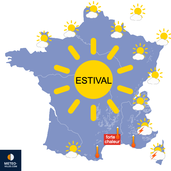 Carte de prévisions du temps du Sunday, June 15, 2025