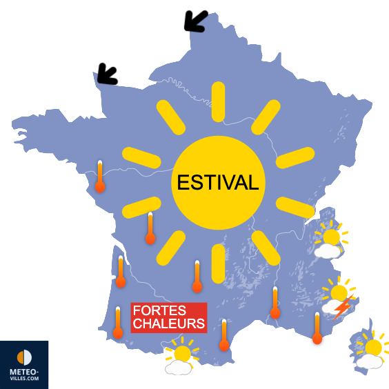 Carte de prévisions du temps du Sunday, June 15, 2025