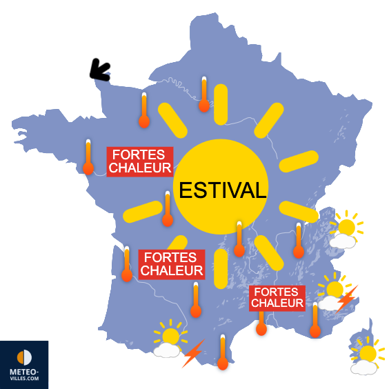 Carte de prévisions du temps du Sunday, June 15, 2025