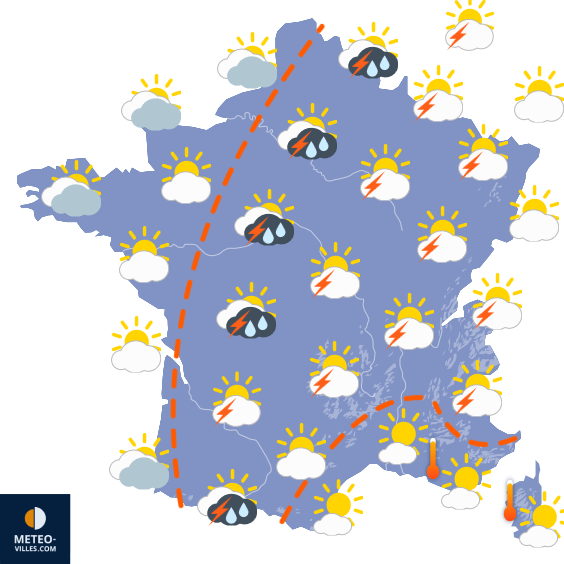 Carte de prévisions du temps du Dimanche 22 juin 2025