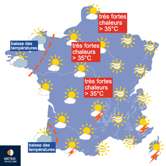 Carte de prévisions du temps du Dimanche 22 juin 2025
