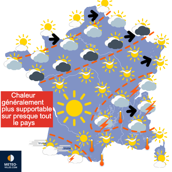 Carte de prévisions du temps du Monday, June 23, 2025