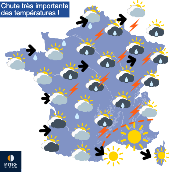 Carte de prévisions du temps du Monday, June 23, 2025