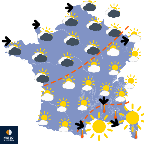 Carte de prévisions du temps du Monday, June 23, 2025