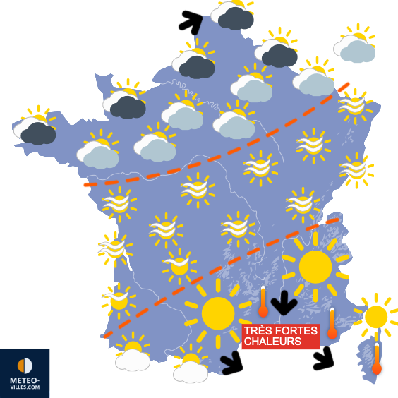 Carte de prévisions du temps du Monday, June 23, 2025