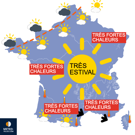 Carte de prévisions du temps du Monday, June 23, 2025