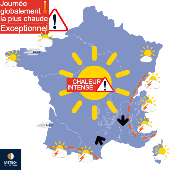 Carte de prévisions du temps du Lundi 30 juin 2025