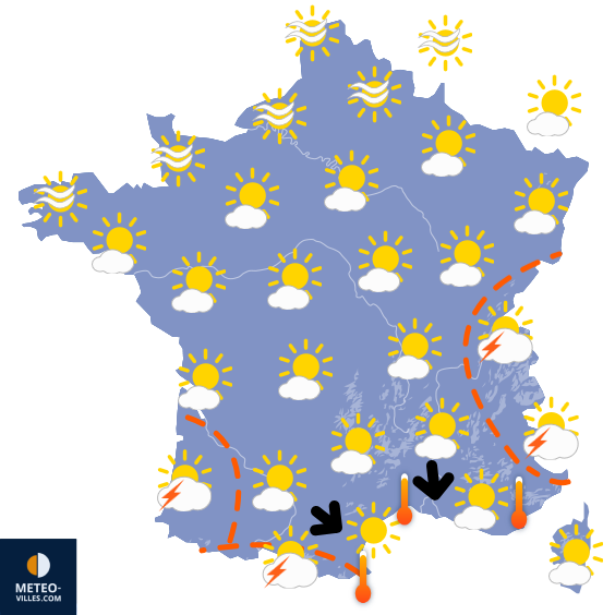 Carte de prévisions du temps du Jeudi 3 juillet 2025