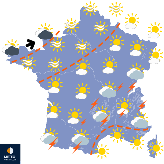 Carte de prévisions du temps du Samedi 5 juillet 2025