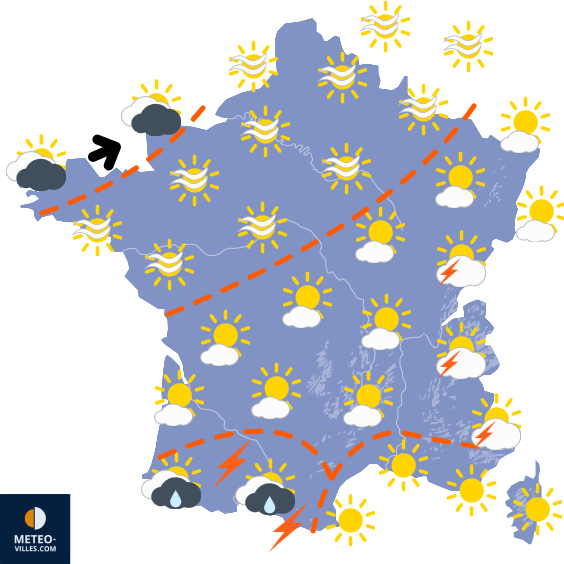 Carte de prévisions du temps du Samedi 5 juillet 2025