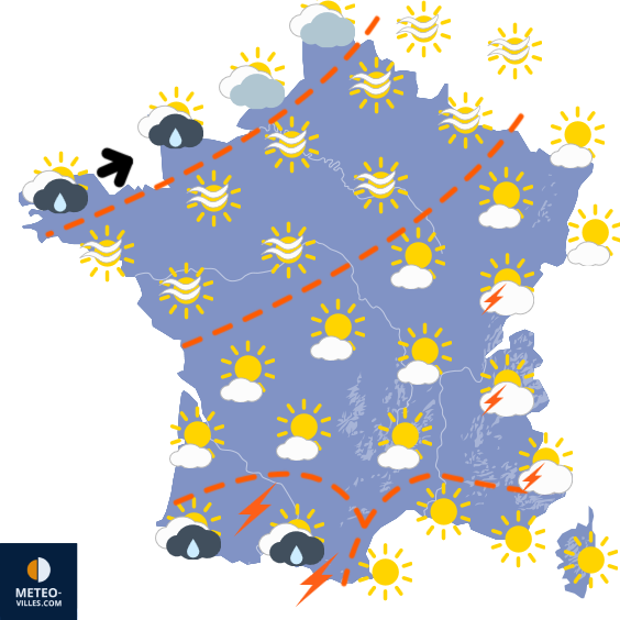 Carte de prévisions du temps du Samedi 5 juillet 2025
