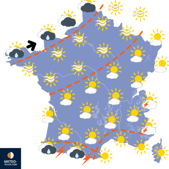Carte de prévisions du temps du Vendredi 4 juillet 2025