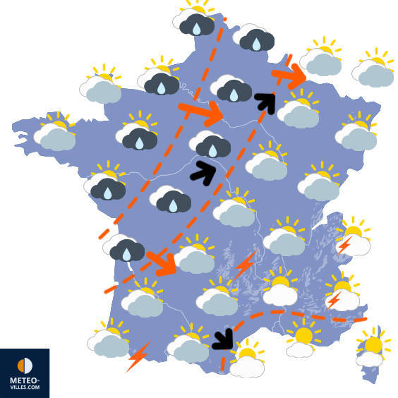 Carte de prévisions du temps du Dimanche 6 juillet 2025
