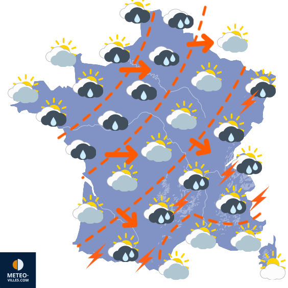 Carte de prévisions du temps du Dimanche 6 juillet 2025