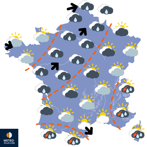 Carte de prévisions du temps du Dimanche 6 juillet 2025