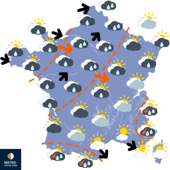 Carte de prévisions du temps du Dimanche 6 juillet 2025