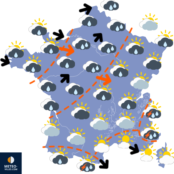 Carte de prévisions du temps du Vendredi 4 juillet 2025