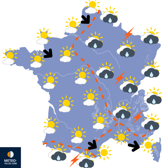 Carte de prévisions du temps du Jeudi 3 juillet 2025