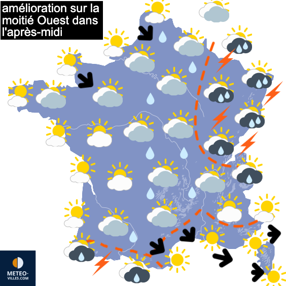 Carte de prévisions du temps du Vendredi 4 juillet 2025